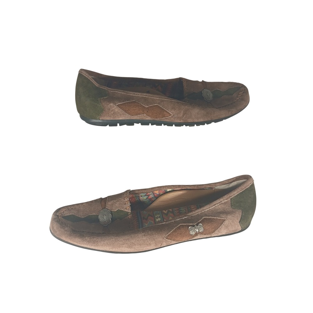 Hush Puppies Womens Brown Suede Moccasin Loafers Concho Southwestern 58227 10M‎